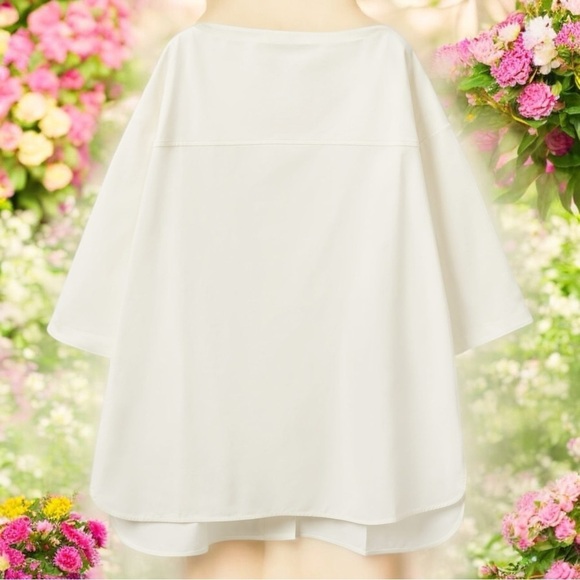COS Contrast Panel Top Boxy Cut Back Slit Oversized White Women's Size S - Picture 1 of 14